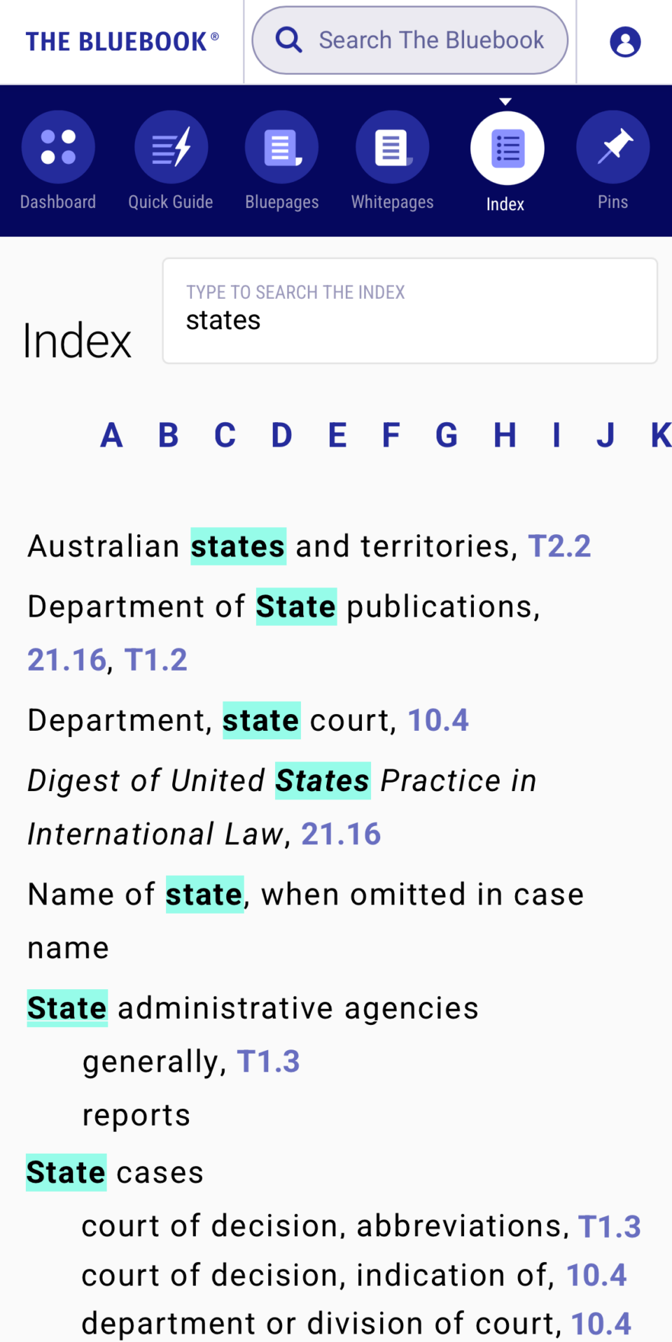 Bluebook screenshot