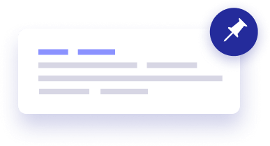Illustration depicting a block of text being pinned with a pushpin